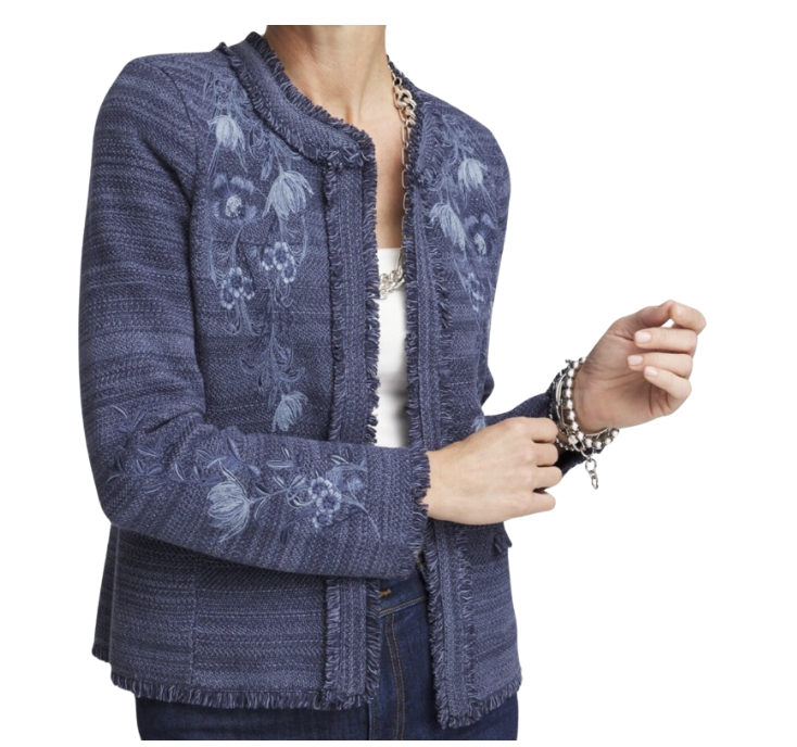 Embroidered Denim Cardigan